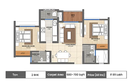 2 BHK-680–700 SqFt